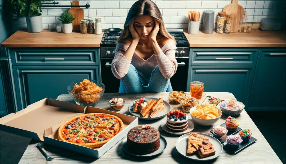 食事を我慢する女性